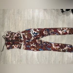 Renaissance lace up corset and leggings matching set